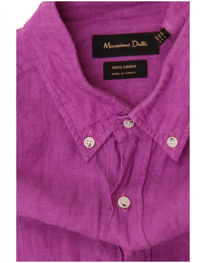 Massimo Dutti Herrenhemd Mittellila Leinen