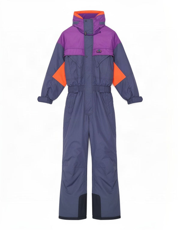 Brugi Herren-Skioverall mit Kapuze, UK 42, groß, blaues Colourblock-Polyamid