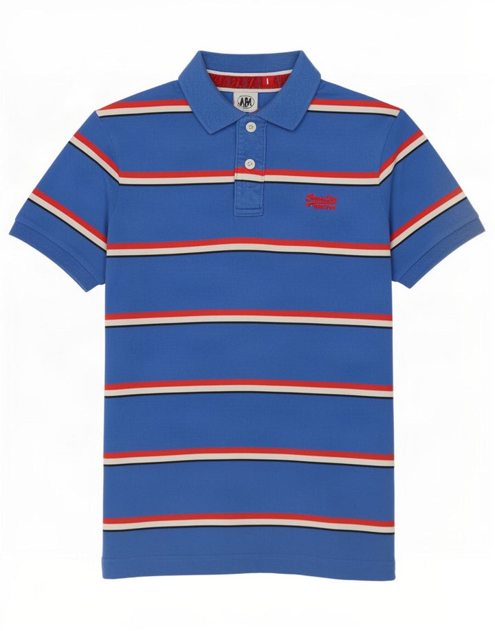 Superdry Herren-Poloshirt, groß, blau gestreift, Baumwolle