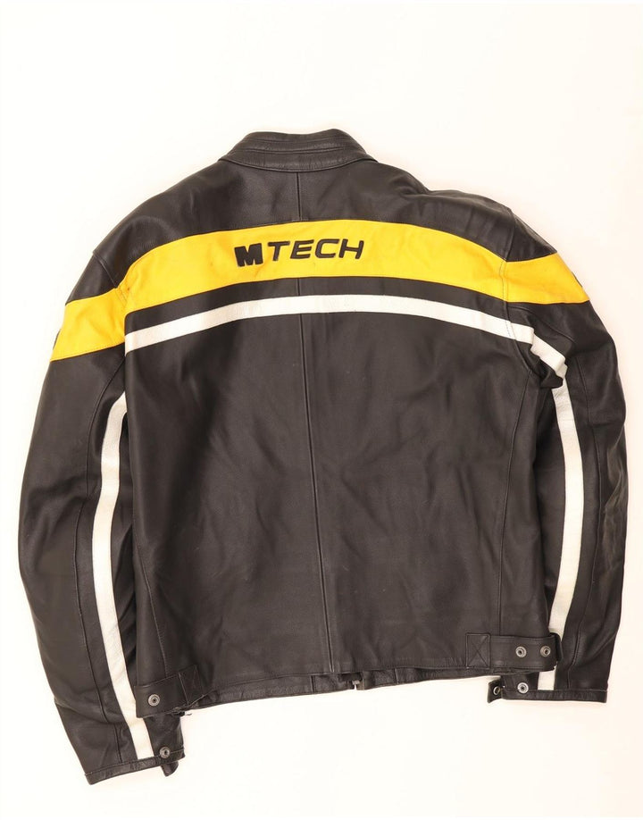 M Tech Herren-Motorrad-Leder-Racer-Jacke IT 54 XL, Schwarz, Farbblock