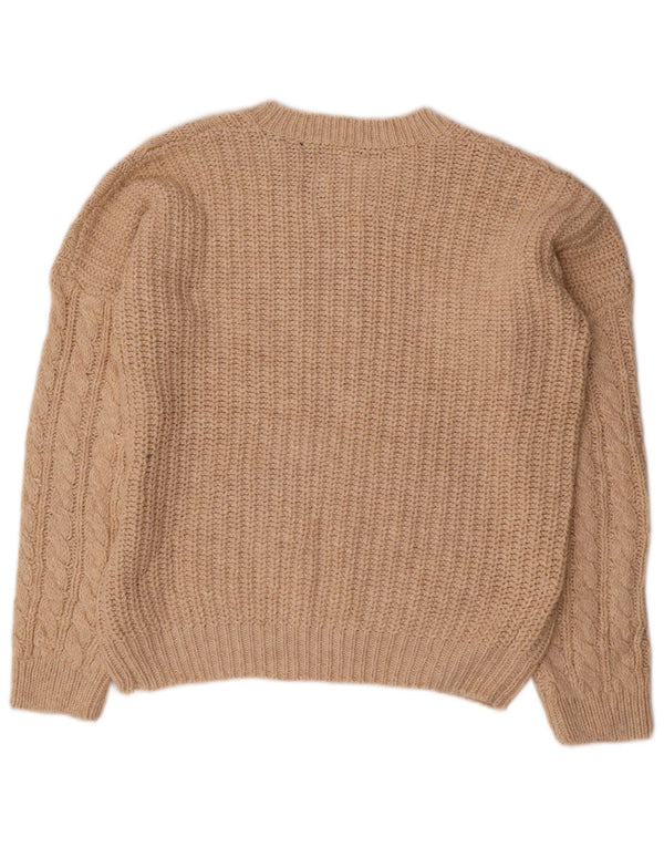 SUPERDRY Damen-Pullover mit Rundhalsausschnitt, UK 12, Mittelbeige, Fair Isle-Muster