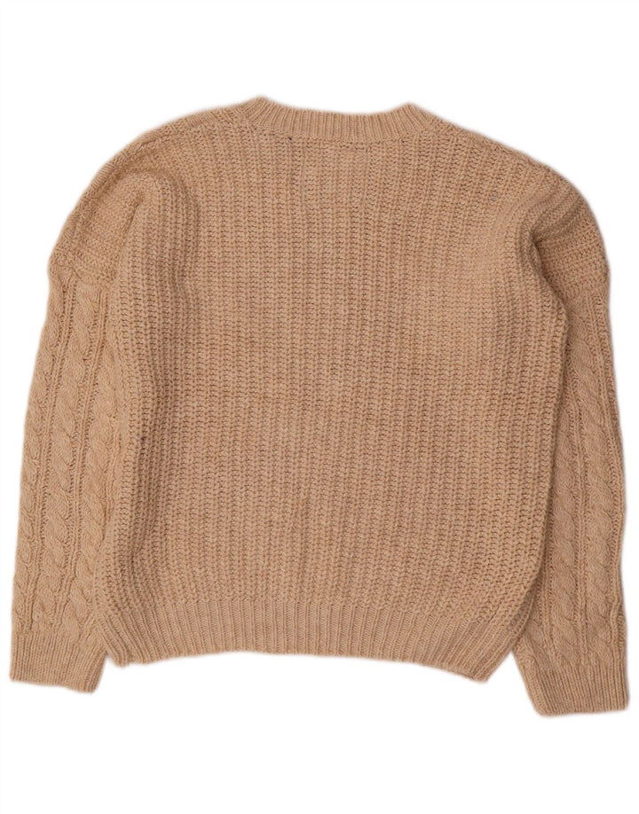 SUPERDRY Damen-Pullover mit Rundhalsausschnitt, UK 12, Mittelbeige, Fair Isle-Muster