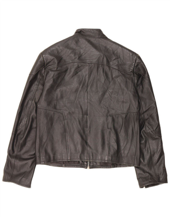 Vintage Damen Lederjacke UK 14 Mittelschwarzes Leder