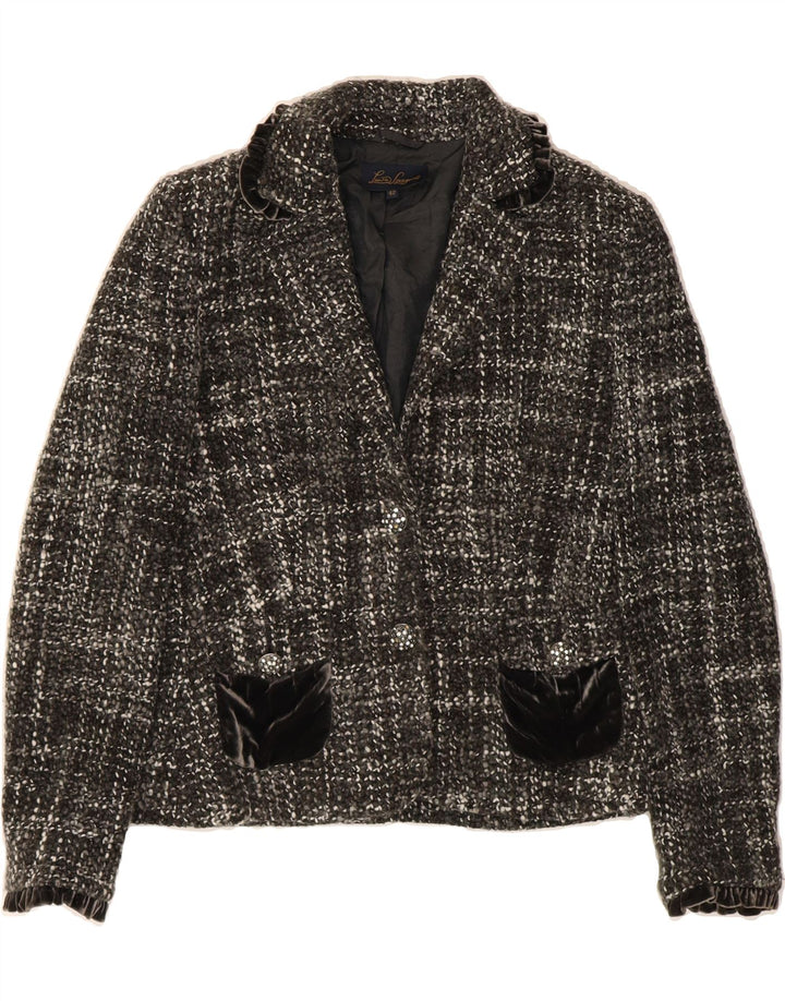 LUISA SPAGNOLI Womens 2 Button Blazer Jacket IT 42 Medium Grey Flecked Vintage Luisa Spagnoli and Second-Hand Luisa Spagnoli from Messina Hembry 