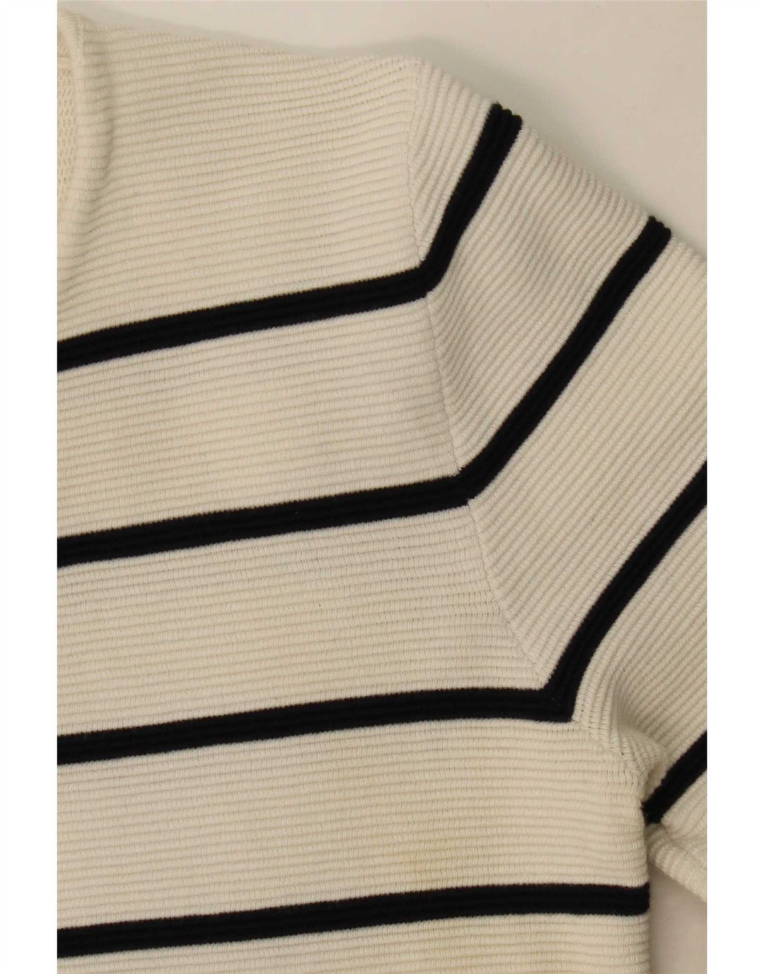Zara Herren-Pullover mit V-Ausschnitt, klein, weiß gestreift