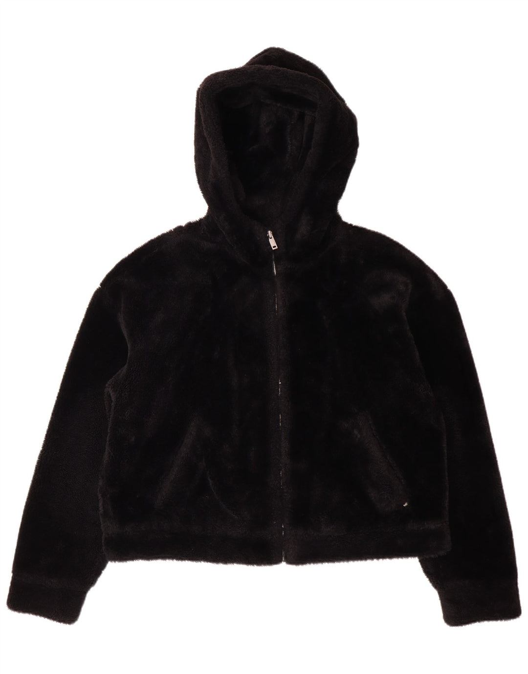 UGG Damen Kapuzen-Fleecejacke UK 14 Mittelschwarzes Polyester