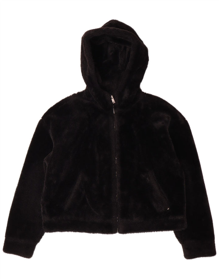 UGG Damen Kapuzen-Fleecejacke UK 14 Mittelschwarzes Polyester