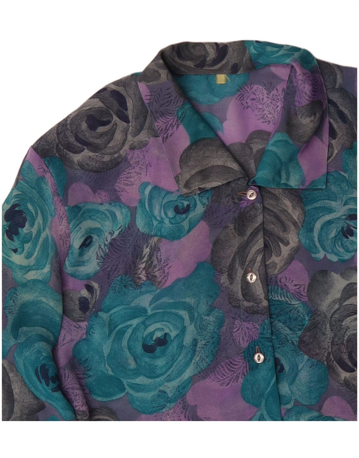 VINTAGE Damen Hemdbluse UK 18 XL Mehrfarbig geblümt