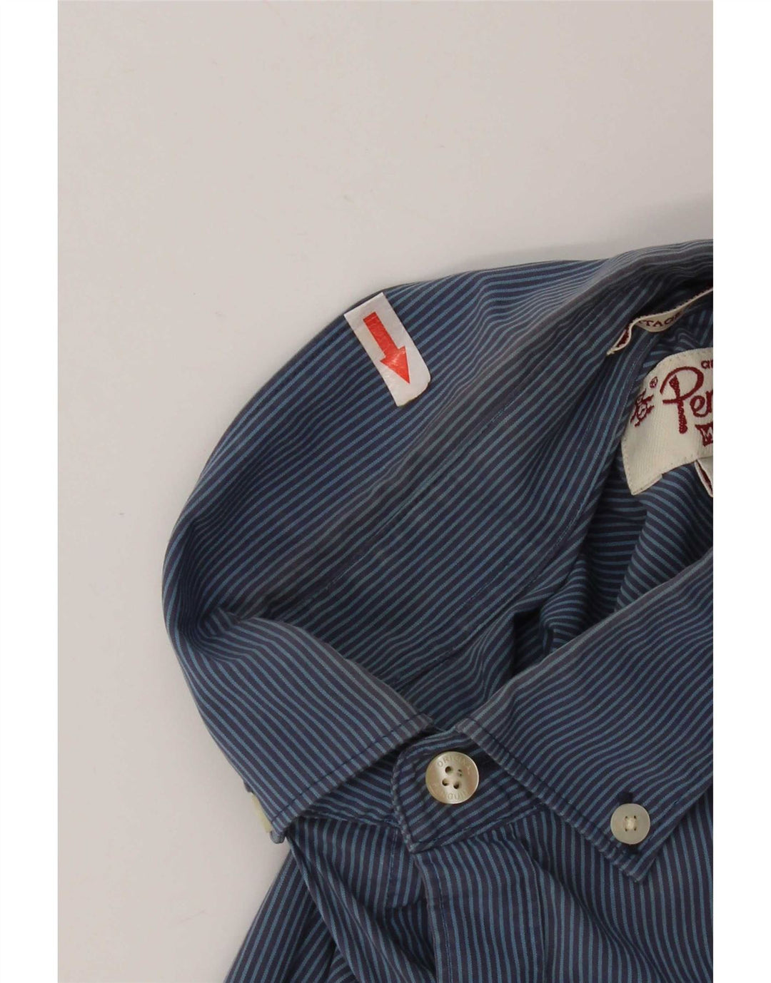 Penguin Herren Heritage Slim Fit Hemd, groß, blauer Nadelstreifen