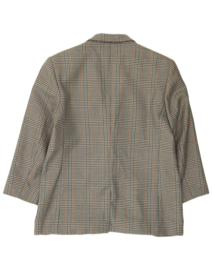 Vintage Damen Blazerjacke mit 2 Knöpfen, IT 46, große graue Wolle mit Hahnentrittmuster