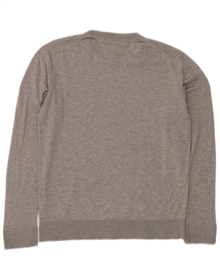 Tommy Hilfiger Herren-Pullover mit Rundhalsausschnitt, mittelgraue Baumwolle
