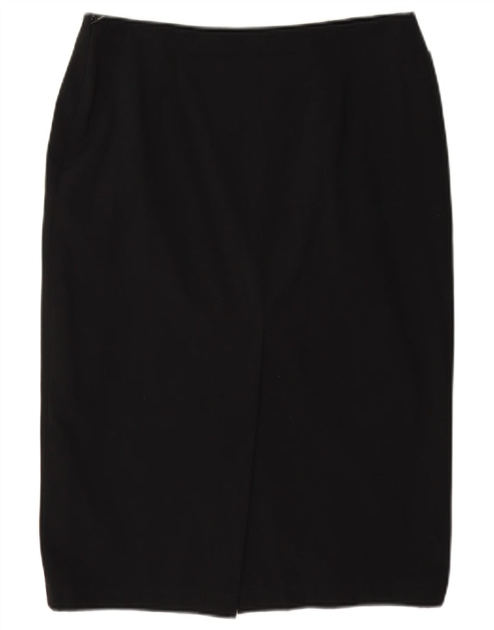 Moschino Damen gerader Rock UK 14 Medium W30 Schwarz Polyamid