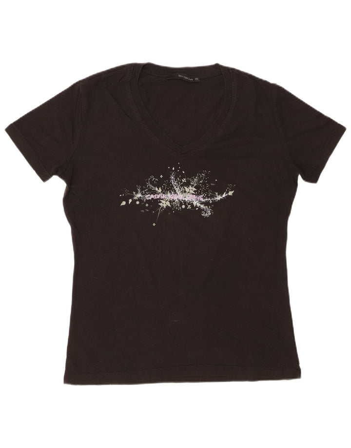 CALVIN KLEIN JEANS Damen Grafik T-Shirt Top UK 20 2XL Schwarz