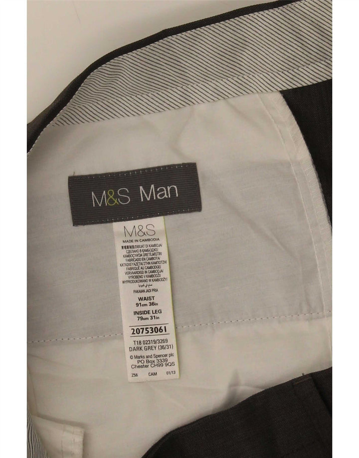 Marks & Spencer Herren-Anzughose mit Pegged-Anzug, W36, L31, graues Polyester
