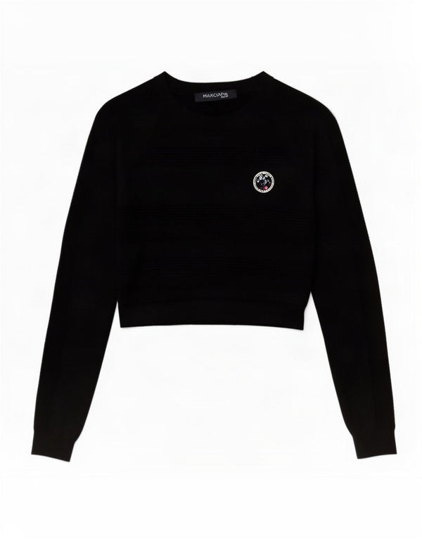 Guess By Marciano Damen Crop Pullover mit U-Boot-Ausschnitt US 2 XS Schwarz