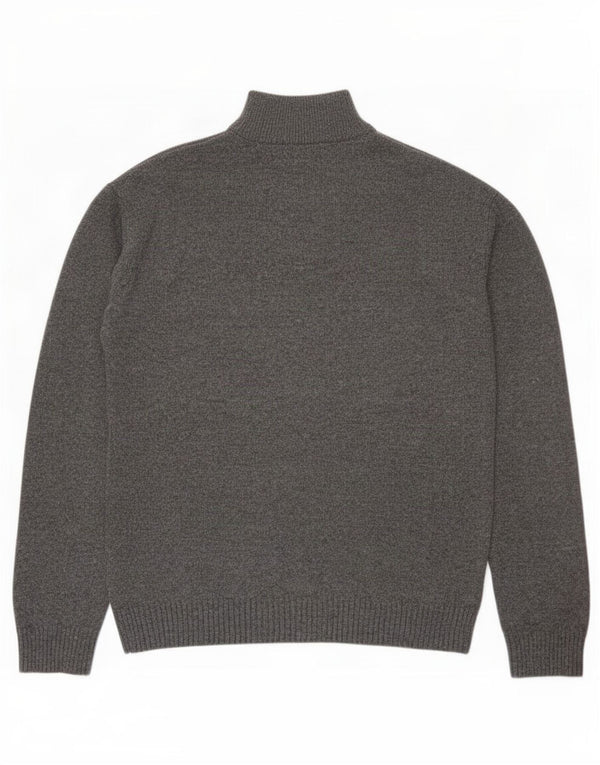 Marks & Spencer Herren-Pullover mit normaler Passform und Reißverschluss, XL, graue Lammwolle