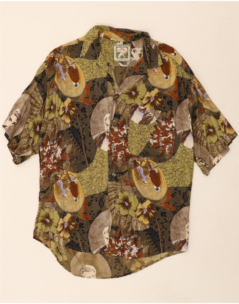 GEORGE HAUPT Mens Short Sleeve Shirt Size 40 Medium Multicoloured Floral Vintage George Haupt and Second-Hand George Haupt from Messina Hembry 