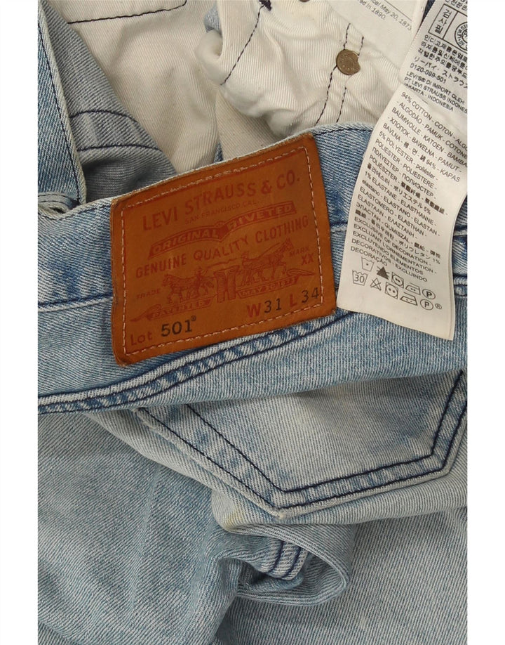 Levi's Herren 501 Distressed Straight Jeans W31 L34 Blaue Baumwolle