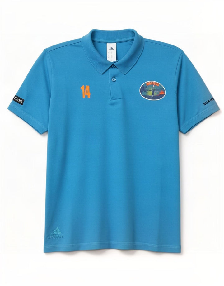 Adidas Herren-Poloshirt mit Grafik, groß, aus blauer Baumwolle
