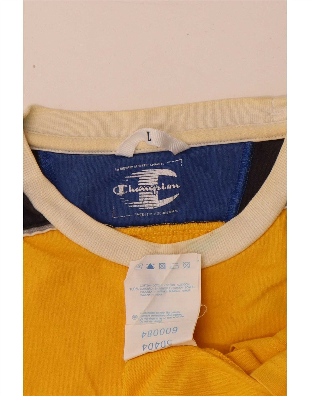Champion Herren-T-Shirt mit grafischem Motiv, groß, aus Baumwolle in Blockfarben, Gelb