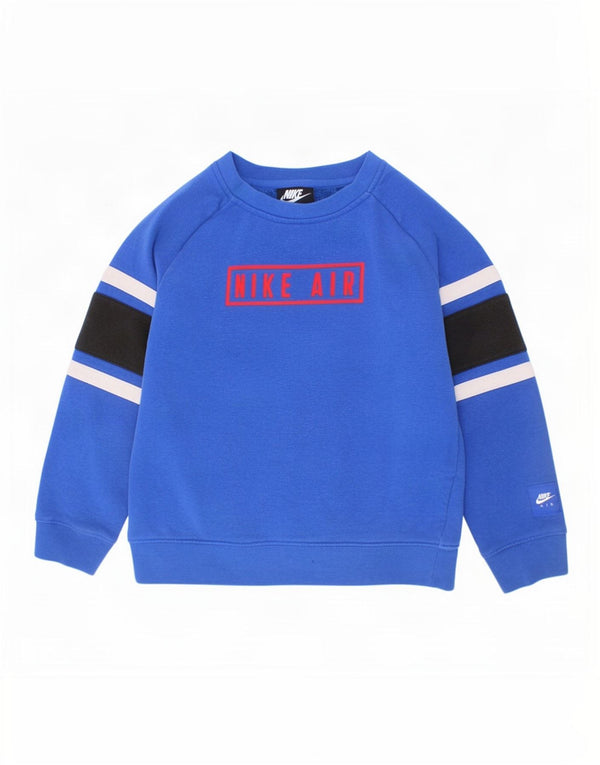Nike Jungen-Sweatshirt mit Grafik, 6–7 Jahre, groß, blaue Farbblock-Baumwolle