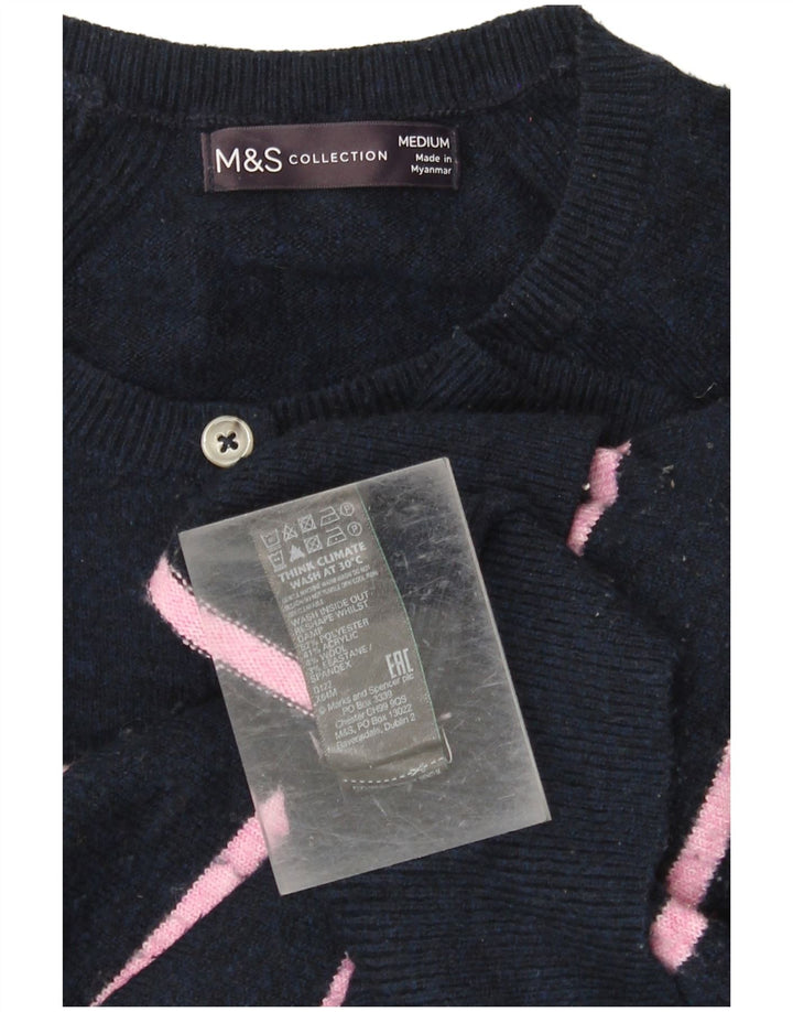 MARKS & SPENCER Damen-Pullover mit Knopfkragen, Gr. 14, mittleres Marineblau