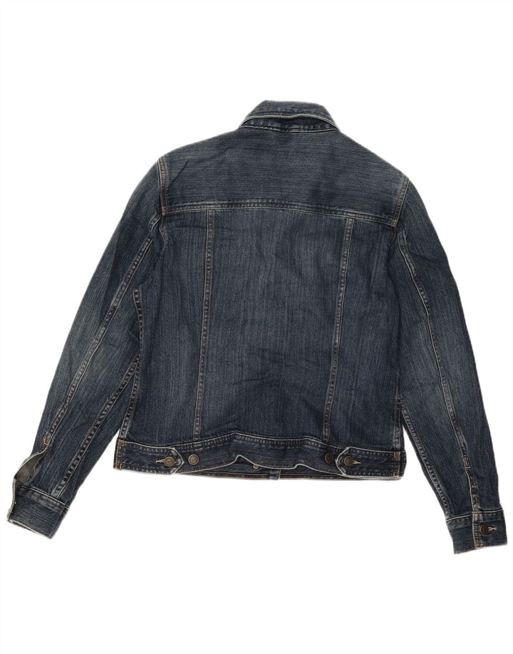 Eddie Bauer Damen Crop Denim Jacke UK 14 Mittelblaue Baumwolle