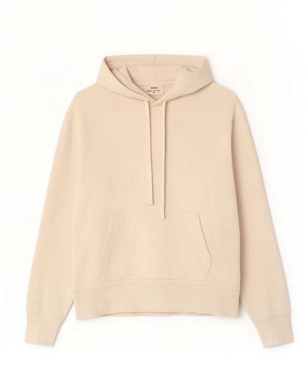 Zara Mens Hoodie Jumper Small Beige Cotton