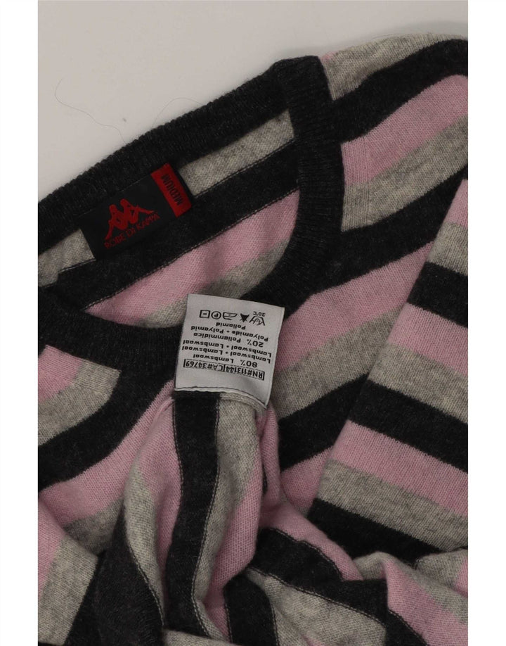 Kappa Herren-Pullover mit Rundhalsausschnitt, Mittelrosa gestreifte Lammwolle