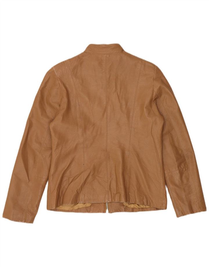 Vintage Damen Lederjacke IT 48 XL Beige Leder