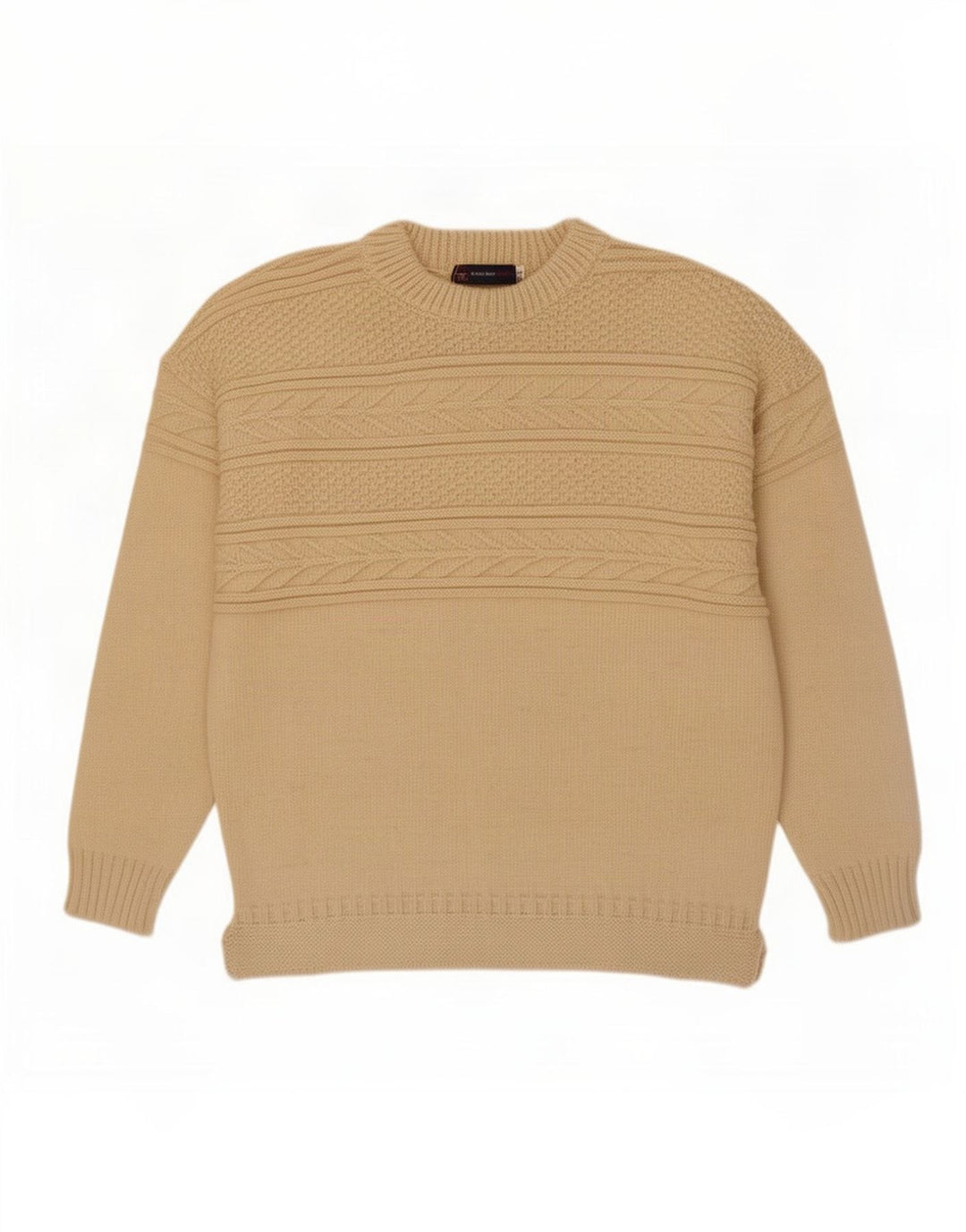 Vintage Herren Pullover mit U-Boot-Ausschnitt XL aus weißer Wolle