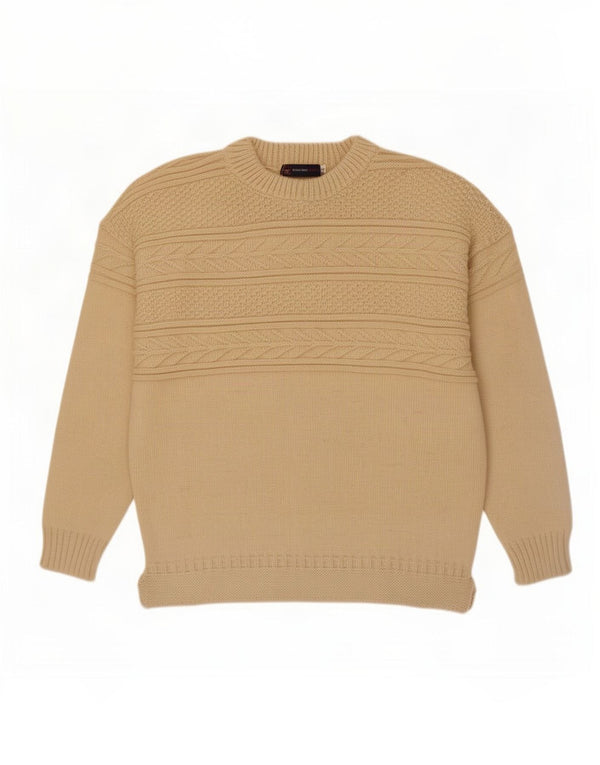 Vintage Mens Boat Neck Jumper Sweater XL Off White Wool