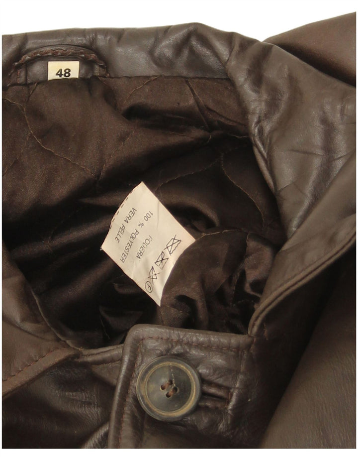 Vintage Herren Loose Fit Lederjacke IT 48 Mittelbraunes Leder