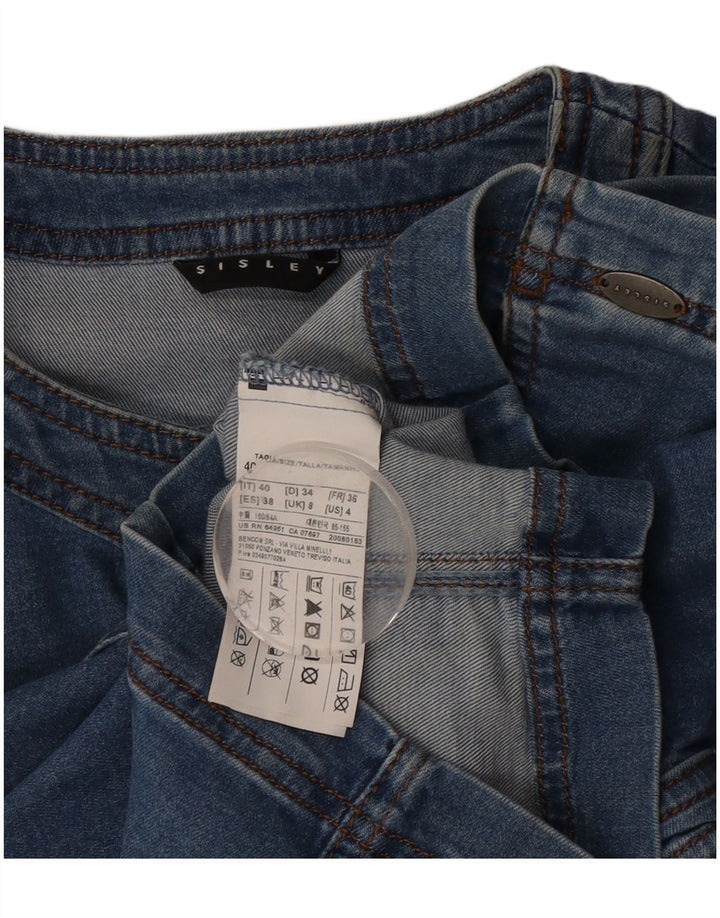 Sisley Damen Crop Short Sleeve Denim Jacke UK 8 Small Blau Baumwolle
