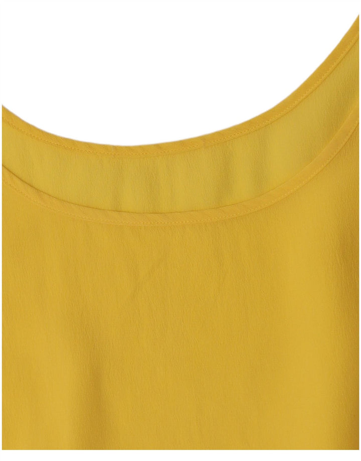 Vintage Damen Ärmelloses Blusentop UK 12 Mittelgelb