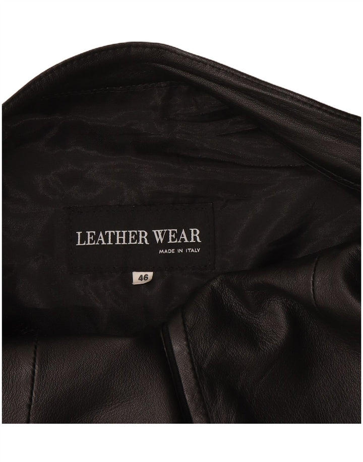 Vintage Damen Lederrock IT 46 Groß W32 Schwarzes Leder