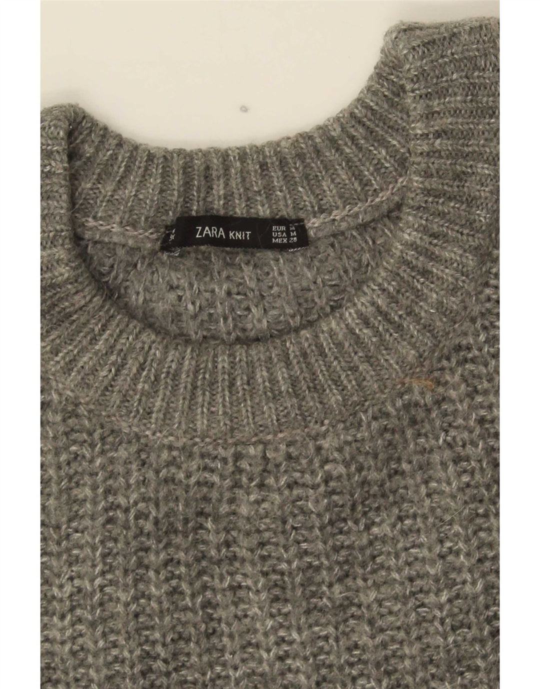 Zara Damen-Pullover, übergroß, Rundhalsausschnitt, Gr. 14, Mittelgrau