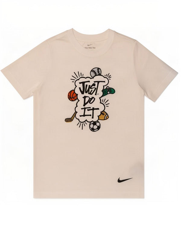 Nike Dri Fit Grafik-T-Shirt für Jungen, 12–13 Jahre, Größe L, Weiß, Polyester