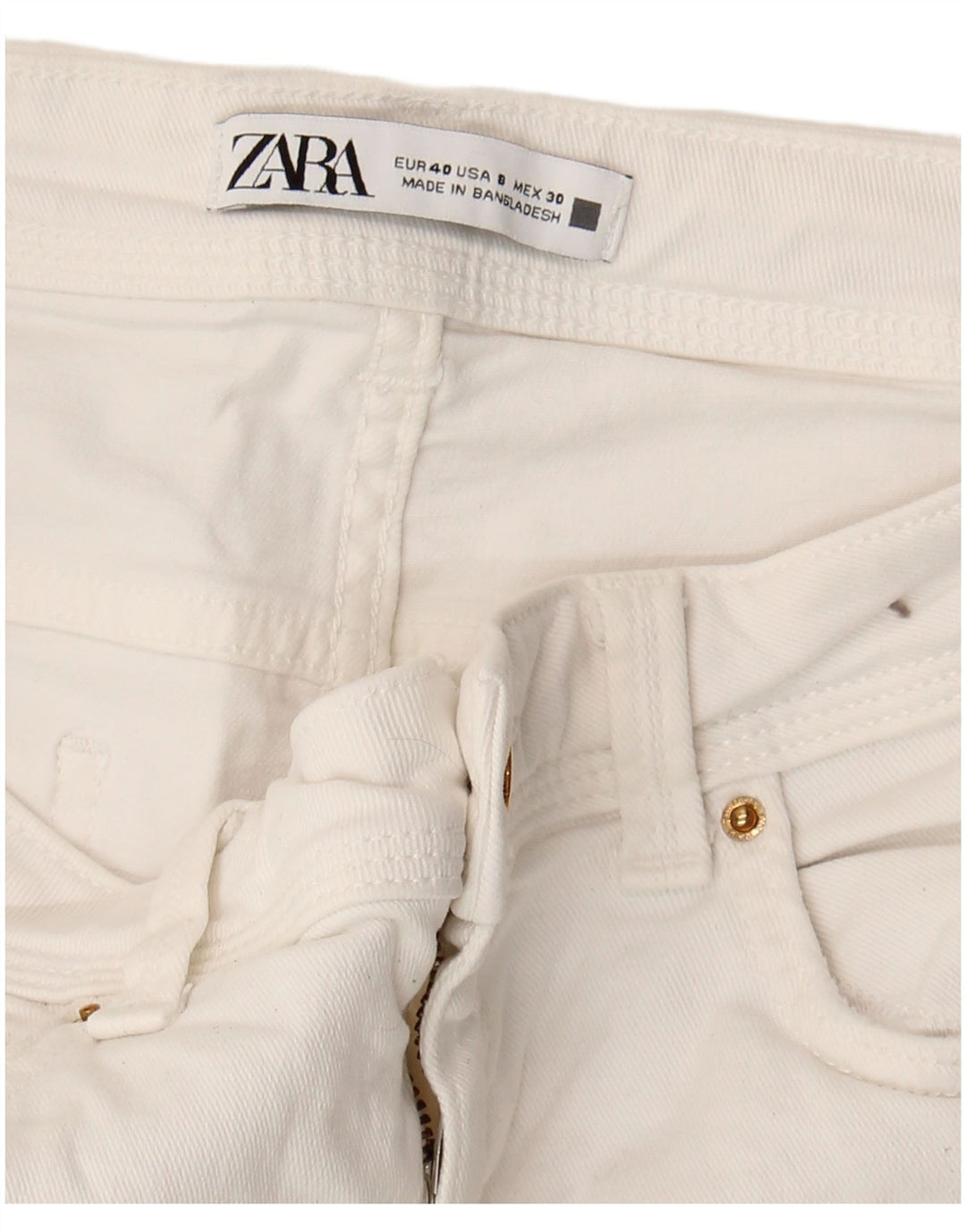Zara Damen Crop Skinny Jeans EU 40 Medium W30 L26 Weiß