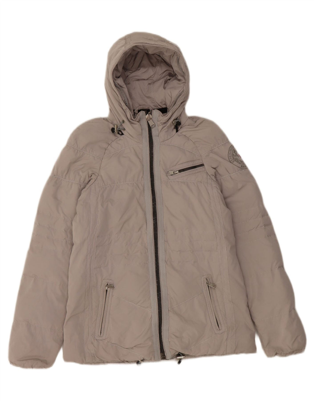 Napapijri Wattierte Damenjacke mit Kapuze, UK 10, Größe S, Grau, Polyester