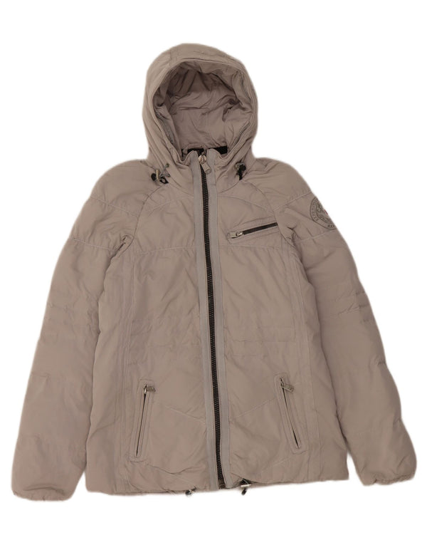 Napapijri Wattierte Damenjacke mit Kapuze, UK 10, Größe S, Grau, Polyester