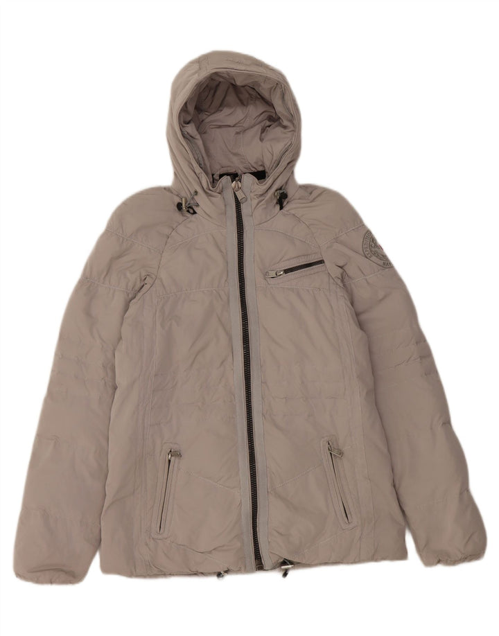 Napapijri Wattierte Damenjacke mit Kapuze, UK 10, Größe S, Grau, Polyester