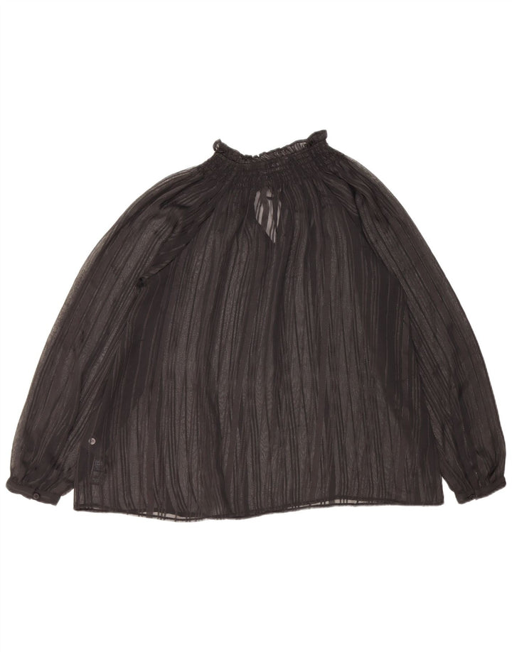 Marks & Spencer Damen Übergroßes, langärmliges, durchsichtiges Top, UK 6 XS, Schwarz