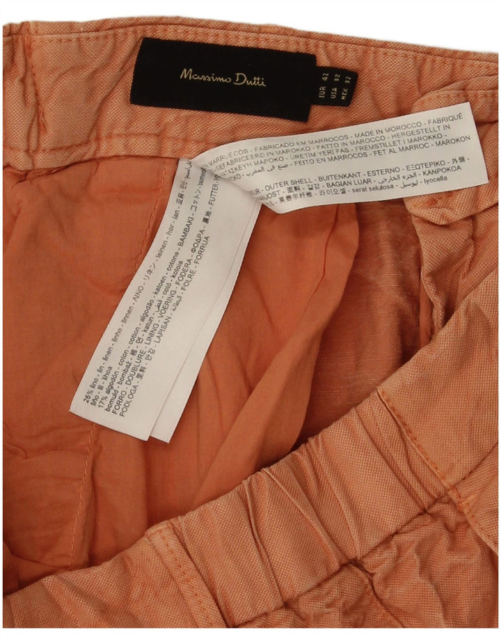 Massimo Dutti Herren Chinoshorts EU 42 Large W32 Orange Baumwolle