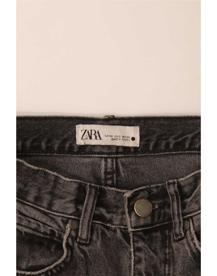 Zara Damen Distressed Straight Jeans EU 34 2XS W24 L26 Grau