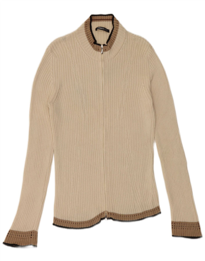 CERRUTI 1881 Damen-Cardigan-Pullover UK 12 Mittelweiße Baumwolle