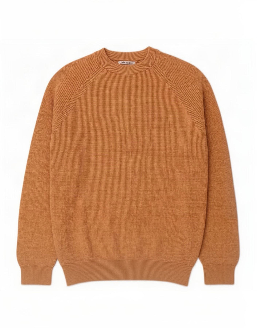 Zara Herren-Pullover mit Rundhalsausschnitt, mittelbeige Baumwolle