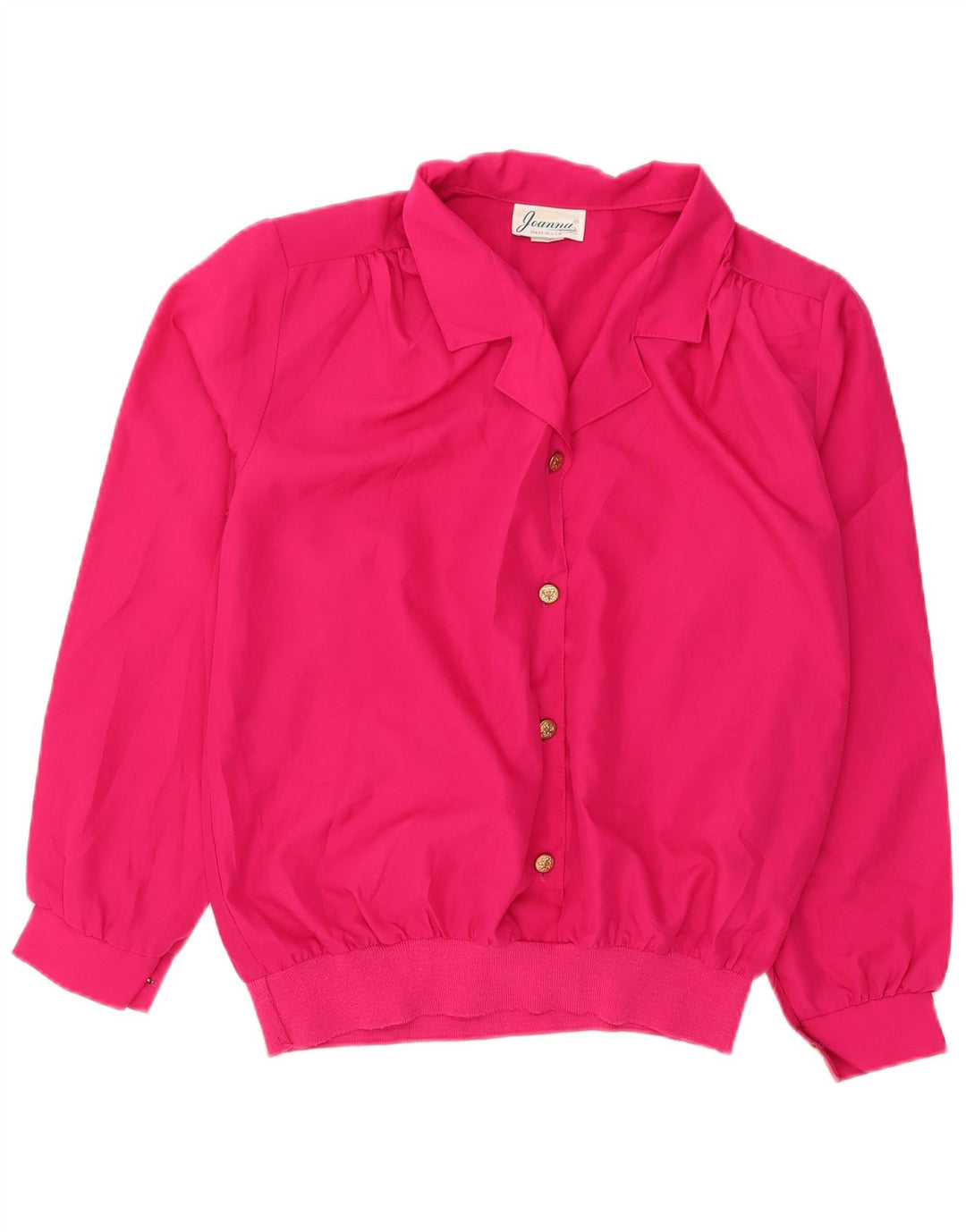 Vintage Damen Langarm-Oversize-Bluse Top US 14 XL Rosa Polyester