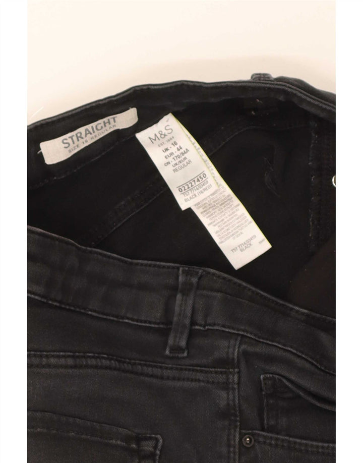 Marks & Spencer Damen Regular Straight Jeans UK 16 Large W32 L30 Schwarz