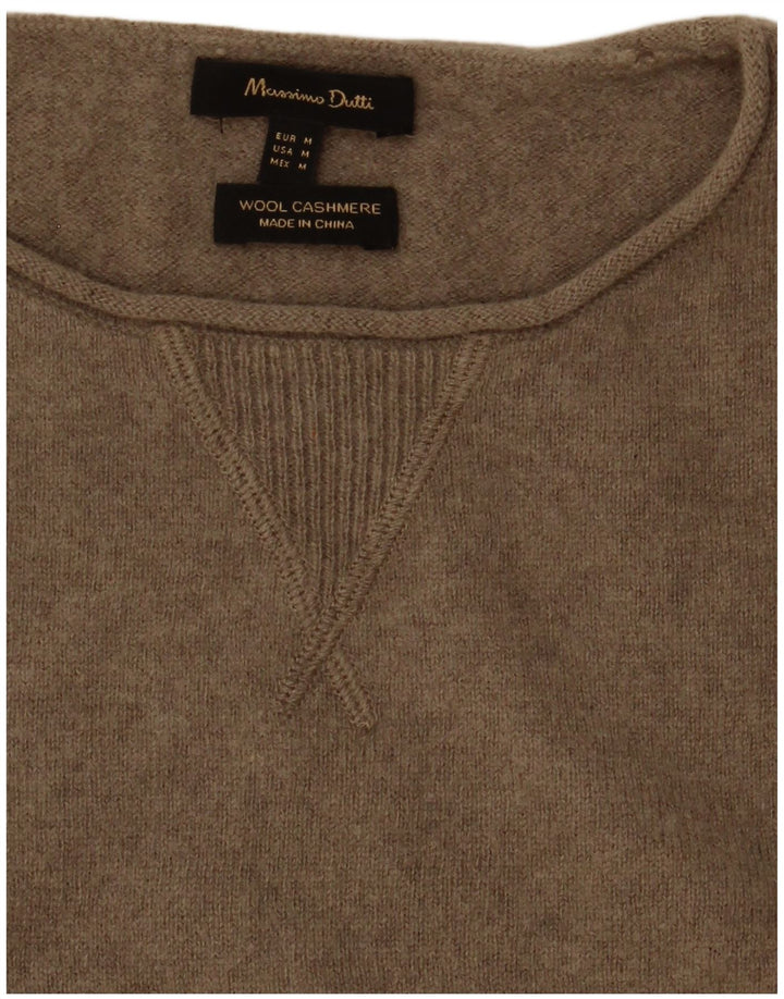 Massimo Dutti Damen-Pullover mit U-Boot-Ausschnitt, UK 14, mittelgraue Wolle